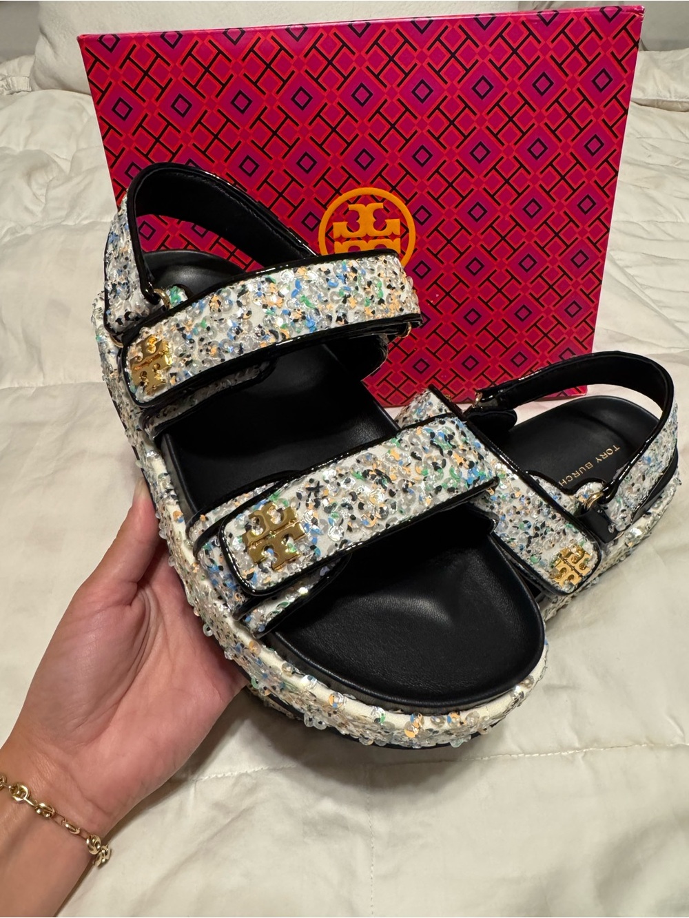 Tory Burch Sequin Platform Sandals – NEW IN BOX – Size 8
